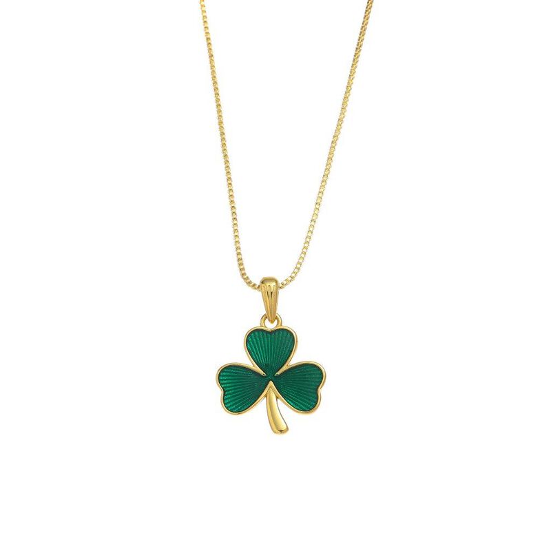 Gold Vermeil Green Shamrock Pendant